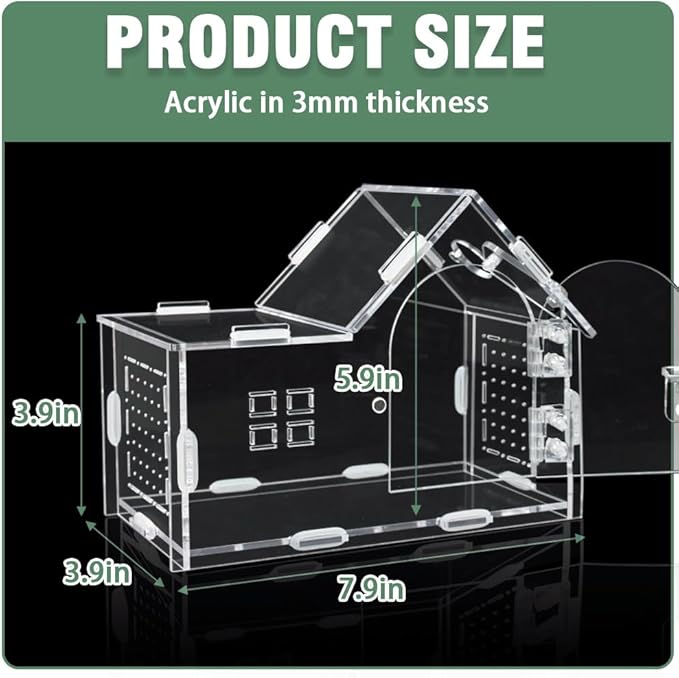 Acrylic Jumping Spider Enclosure - Versatile Reptile Enclosure with One-Click Magnetic Closure, Perfect for Tarantula, Gecko, Chameleon, Beetle, Mantis, and Hermit Crab-PawvioPets