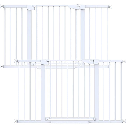 Cumbor 2 Pack 29.7-54.2" Baby Gate for Stairs, Mom's Choice Awards Winner-Auto Close Dog Gate for Doorways, Easy Install Pressure Mounted Pet Gate Indoor, Wide Safety Gate for Dog, White-PawvioPets