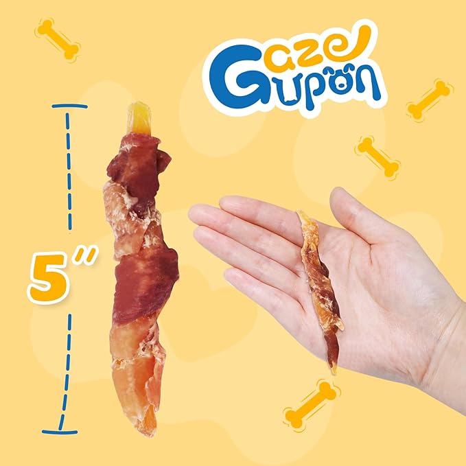 gazeupon Dog Treats，Chicken&Duck Wrapped Sweet Potato，Healthy Training Snacks for Dogs, Rawhide Free,14.1 oz-PawvioPets