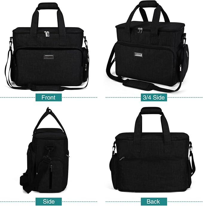 BAGLHER Dog Travel Bag, Airline Approved Pet Tote Organizer with Multi-Function Pockets, 2 X Food Storage Containers and 2 X Collapsible Dog Bowls, Perfect Weekend Pet Travel Set for Dog, Cat Black-PawvioPets