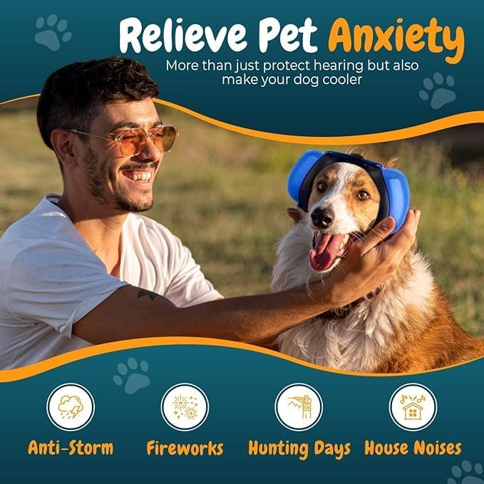 Dog Ear Muffs for Noise Protection, 29dB NRR Dog Earmuffs, Noise Cancelling Headphones for Dogs-PawvioPets