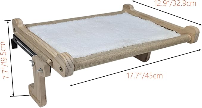 aborishthink Adjustable Cat Window Perch | Sturdy Cat Hammock Window Seat Durable Wood & Metal Frame | Breathable Cover | Ideal for Large & Heavy Cats | Easy Installation for Windowsill-PawvioPets