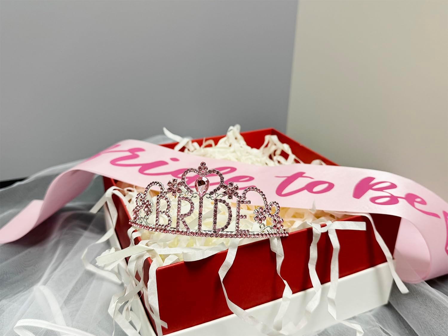 JETKONG 3 Pcs Bachelorette Party Decorations BRIDE Crown, Bride to Be Sash&Veil for Women Bachelorette Party Gifts, Bridal Shower Supplies, Gifts, Favors (Pink)