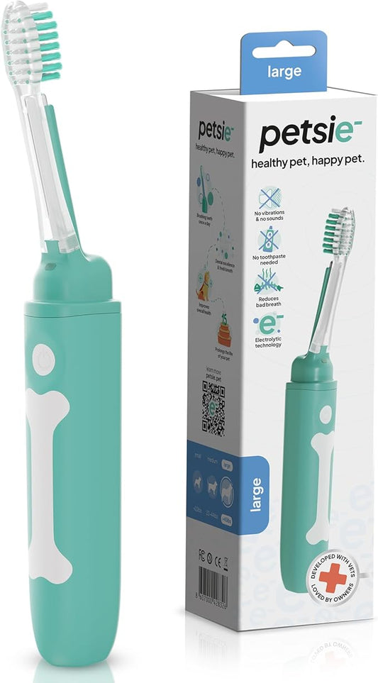 Dog Toothbrush | Innovative Eletrolytic Technology | Improves Oral Health & Reduces Bad Breath | No Vibrations & Silent Teeth Cleaning Brush | No Toothpaste Needed | Dog Teeth Cleaning Kit-PawvioPets