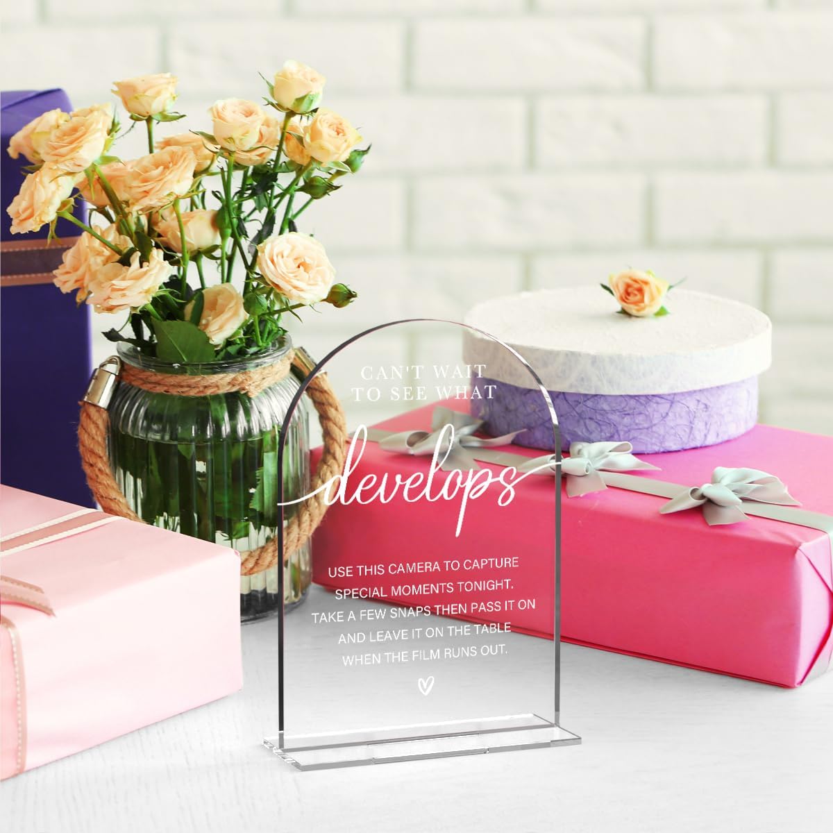 Acrylic Wedding Sign Can't Wait to See What Develops Sign for Wedding Wedding Signs for Ceremony Modern Calligraphy Arch Acrylic Table Top Sign for Wedding Reception and Event Party Table