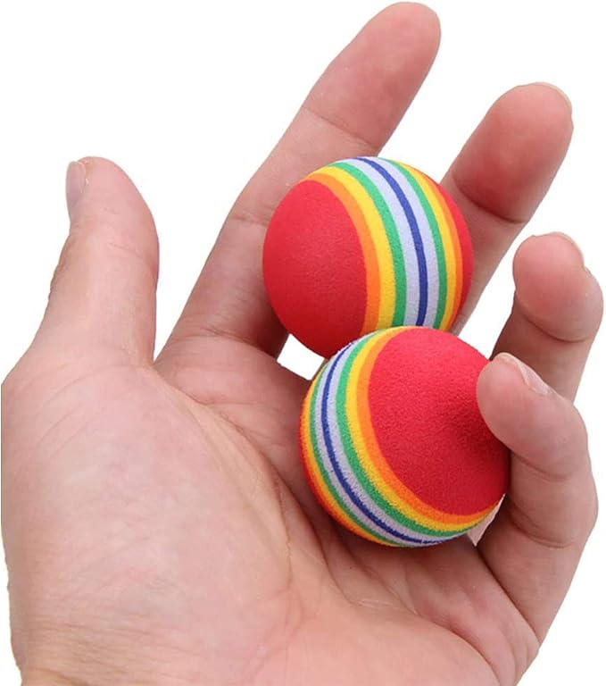 12 Pack Rainbow Cat Toy Balls Soft EVA Foam Interactive Indoor Kittens Favorite Toys 1.38" Dia. Small Dogs Puppies Toy Balls Bulk Activity Chase Quiet Play Sponge Ball-PawvioPets