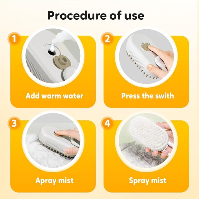 3-In-1 Rechargeable Steamy Cat Brush, Deep Cleaning & Hair Removal System with Rotating Handle, 360° Massage for Cats & Dogs (Mix)-PawvioPets