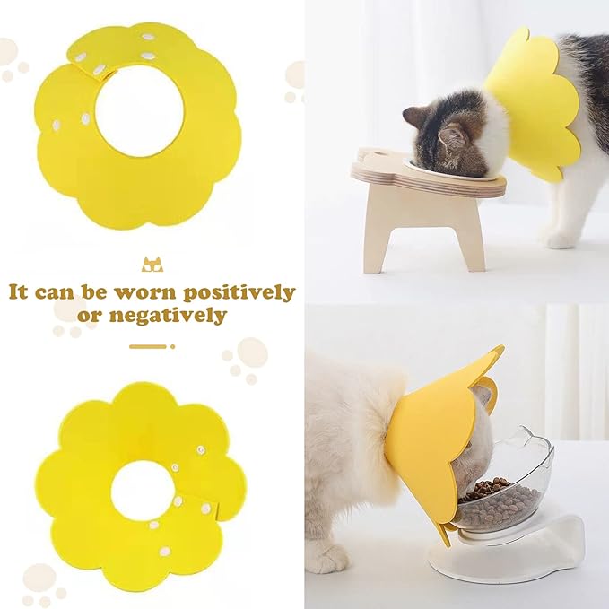 3-Pack Cat Recovery Collar - Sunflower Neck Cone, Anti-Licking, Prevents Biting & Scratching (Pink, Orange, Yellow) (M)-PawvioPets