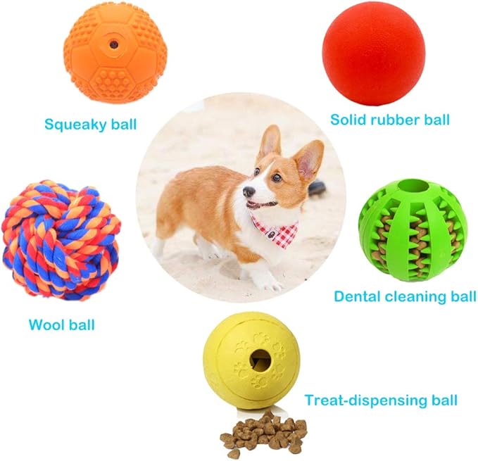 5 Different Functions Interactive Dog Toys for Puppies, Puppy Puzzle Toys for Small Dogs, Dog Balls for Small Dogs, Treat Dispensing Dog Toys, Squeaky Ball, Small Breed-PawvioPets