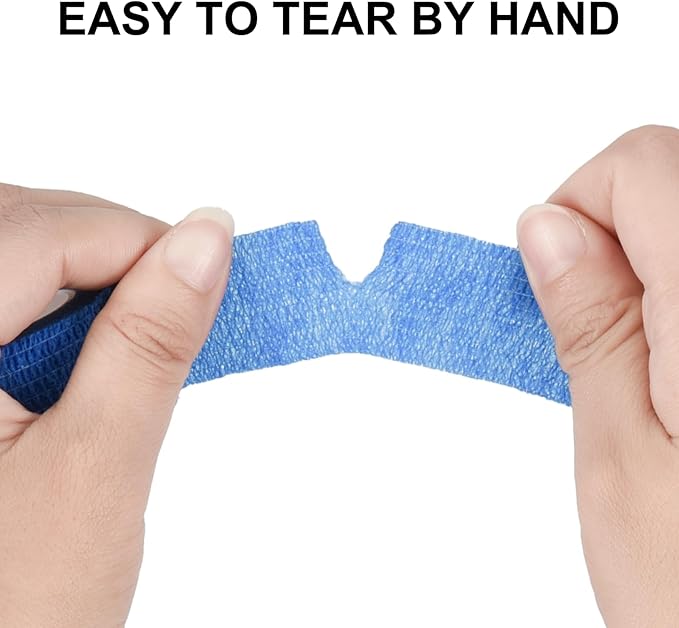 12 Pack Self Adhesive Bandage Wrap 1 Inch Cohesive Bandage Self Adherent Vet Wrap for Dog Pets Elastic Bandage Finger Tape Self Stick Wrap for First Aid Sports Athletic Tape (Mixed Colors)-PawvioPets