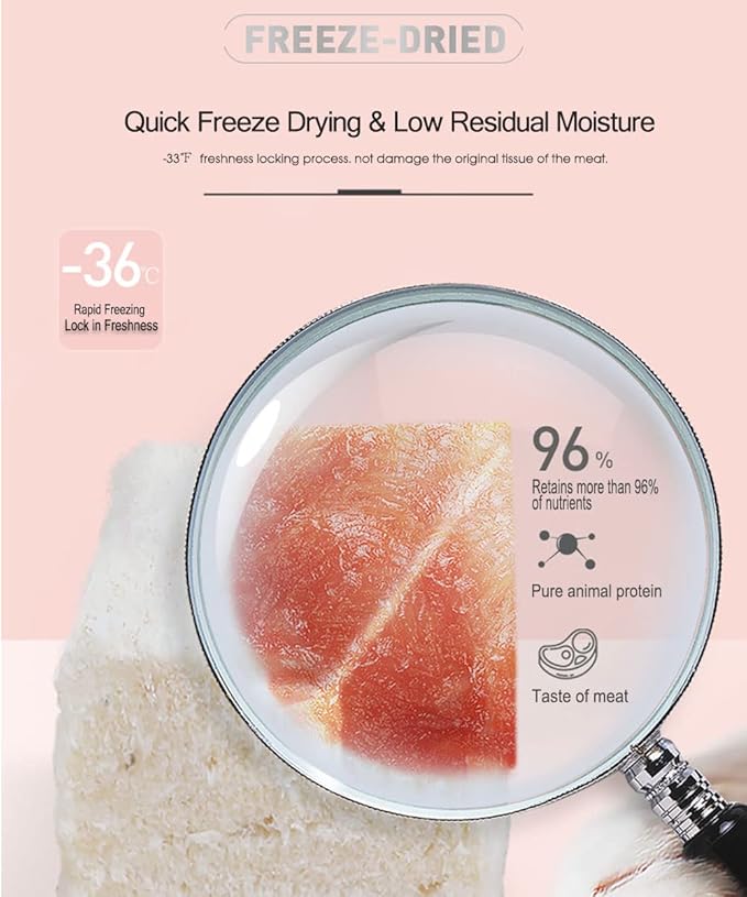 Freeze Dried Cat & Dog Treats – 8OZ Freeze Dried Chicken+Duck+Egg Yolk 3 in 1 Meat Snacks - High Protein, Bite-Sized, Training Treats Snacks (8 OZ)-PawvioPets