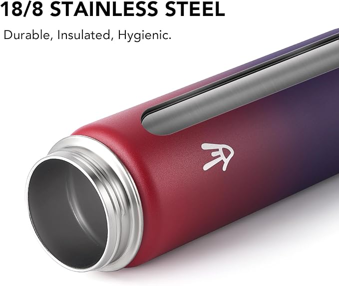 Enerbone 24 oz Insulated Water Bottle, Stainless Steel Bottle with Carrying Strap, Double-Wall Vacuum Insulation Design, Leakproof Sports Bottle with Straw, Keep Drinks Cold or Hot for Hours-PawvioPets