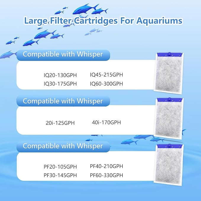 9 Pack Aquarium Filter Cartridge Compatible with Whisper Power Filters,Large Replacement Filter Cartridges for PF20/PF30/PF40/PF60-PawvioPets