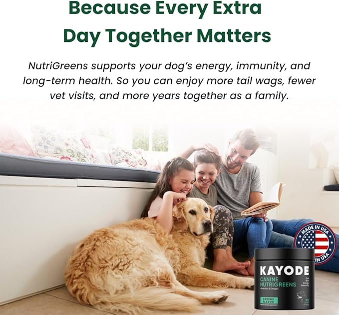 Canine NutriGreens - Natural Dog Vitamins & Probiotics for Dogs. No Messy Powder. Includes Spirulina, Kelp & Antioxidant Berry Mix. 6-in-1 Dog Supplements & Vitamins Chews. Super Greens for Dogs.-PawvioPets