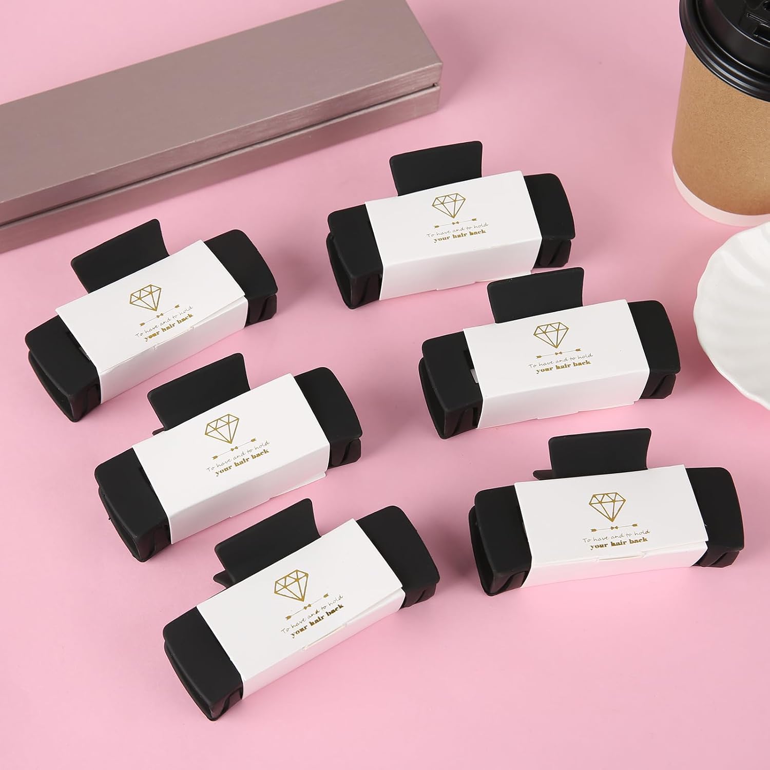 Bridesmaid Scrunchies Proposal Gifts 4.1inch square Hair Claws Bachelorette Hair Clip heart sunglasses Girls gift for Wedding Party Favors (Black)