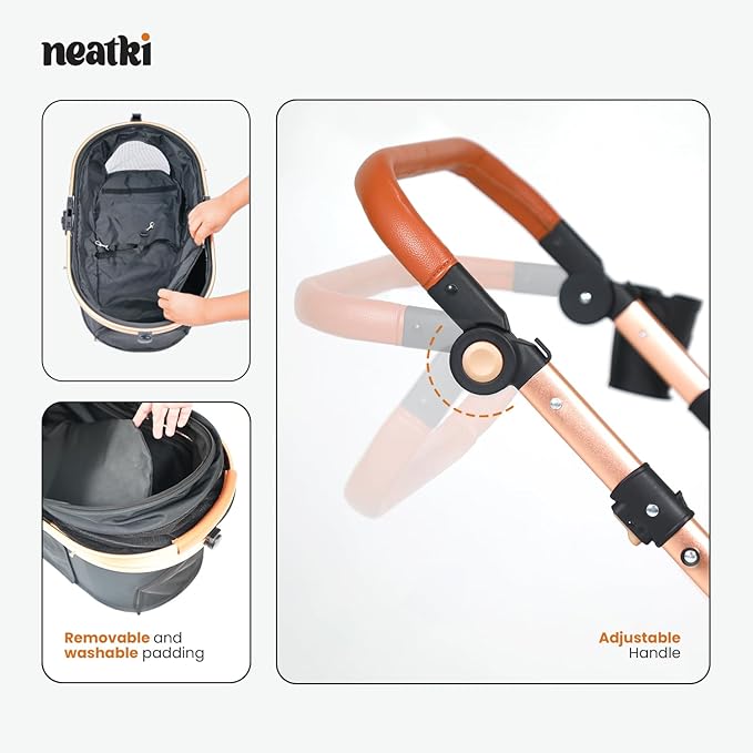 3 in 1 Pet Stroller - Stroller for Small to Medium Dogs and Cats up to 55 lbs, with Detachable Carrier/Car Seat, Foldable and Lightweight, Detachable Cushion + Cup Holder (Gray)-PawvioPets