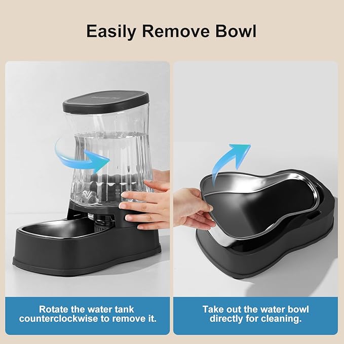 Gardner Pet Automatic Dog Water Dispenser Gravity Stainless Steel Water Waterer Feeder, Large Capacity Water Feeding Bowls for Medium & Large-Sized Dogs Cats Other Pets -(2.1 Gallon)-PawvioPets