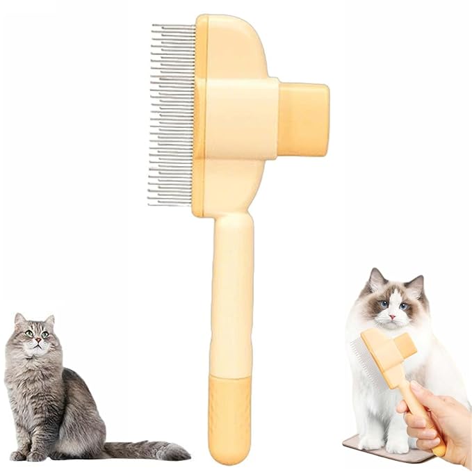 Avatore Zenbrush Cat Comb, Zen Brush for Cats, 2025 Upgraded Cat Brush with Release Button, Flea Comb for Cats, Click Self Cleaning Pet Hair Removal Combs-PawvioPets