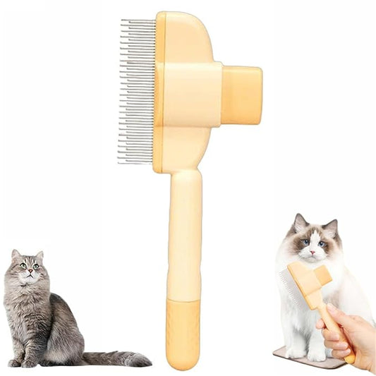 Avatore Zenbrush Cat Comb, Zen Brush for Cats, 2025 Upgraded Cat Brush with Release Button, Flea Comb for Cats, Click Self Cleaning Pet Hair Removal Combs-PawvioPets