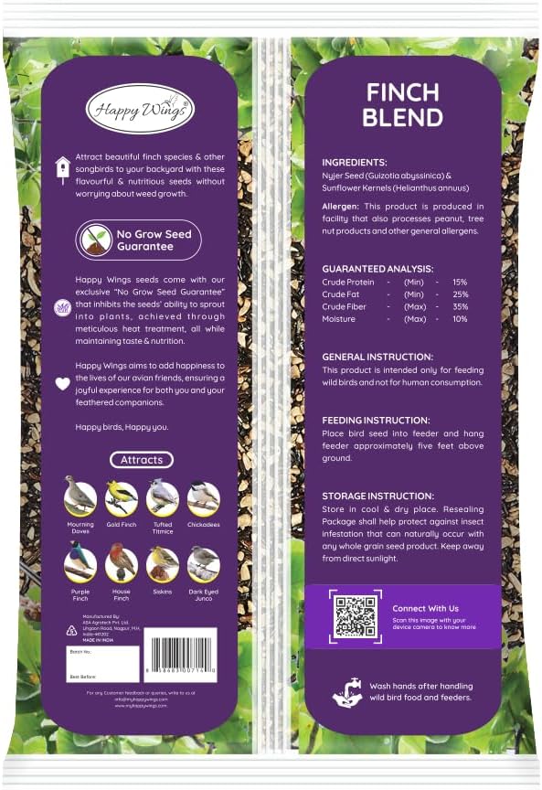 Finch Blend Bird Food - Mix of Sunflower Hearts/Kernels and Nyjer, 5 Pounds - No Grow Seed - For Wild Birds-PawvioPets