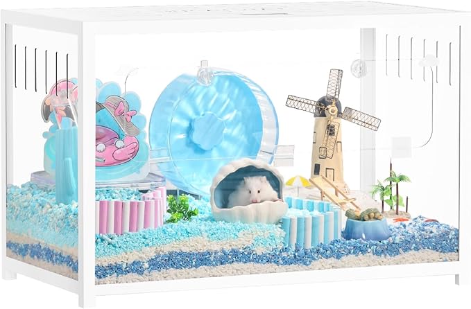 BUCATSTATE Hamster Cage Metal 2.0 - Small Animal Habitats Large Stackable with Top Access Easy Assemble 31.4L*17.6W*20H Inches Dwarf Syrian Hamster House for Guinea Pig, Gerbil (552sq inch White)-PawvioPets