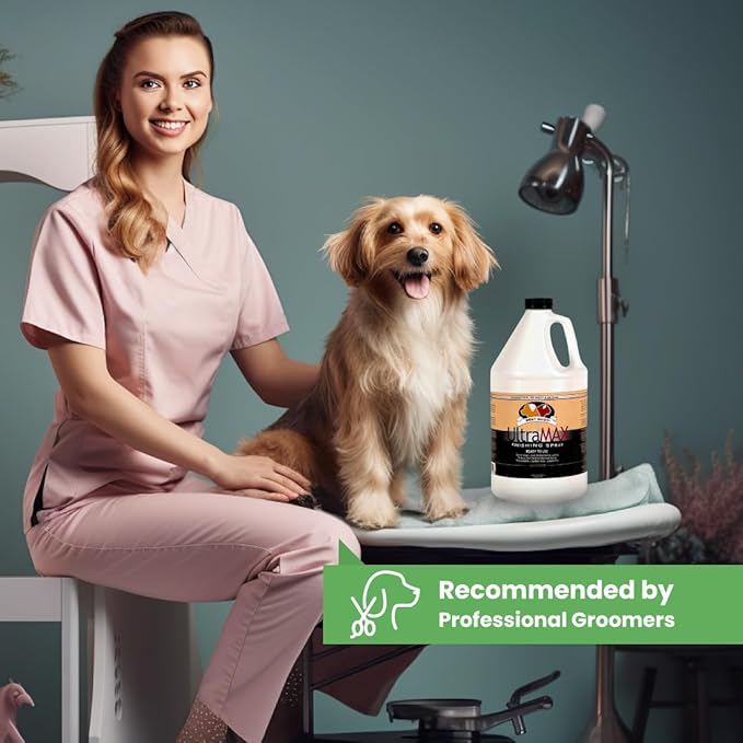Best Shot UltraMAX Pro Finishing Spray, Ideal Detangler Spray for Pets, Hydrating and Soothing Pet Grooming Spray, for Dogs and Cats, 1.1 Gallon-PawvioPets