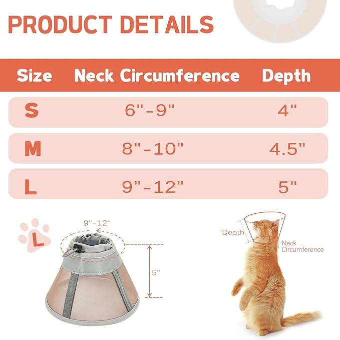 Cat Cone Collar Soft, Cat Recovery Collar for Large Medium Small Cats Kittens, Pet Cone Alternative After Surgery-PawvioPets