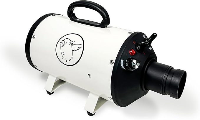 Flying Pig High Velocity Dog Pet Grooming Dryer w/Heater (Flying One, White w/Black Logo)-PawvioPets