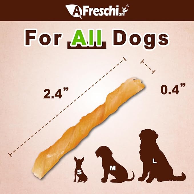Afreschi Classic Turkey Tendon Coil (S) 3 oz, USA-Sourced Turkey Tendon, Dog Treats for Wrapped Series, All Natural Human Grade Dog Treat, Hypoallergenic, Rawhide Alternative-PawvioPets