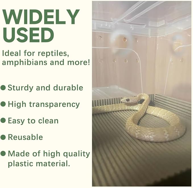 8 PCS Reptile Terrarium Plastic Clear Enclosure Portable Reptile Transport Box for Snakes, Frogs, Lizards, Insects, Scorpions, Geckos, Spiders Perfect Reptile Enclosure.-PawvioPets