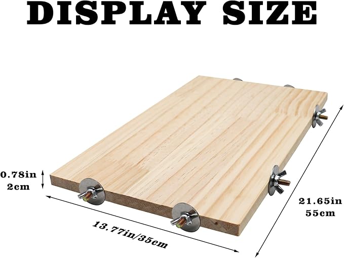 21.7 × 13.8 Inches Large Bird Perch Stand Platform, Natural Wooden Small Animals Cage Accessories, Rectangle Stand Perch Shelf for Parrot Parakeet Cockatiel Rat Hamster Guinea Pig Conure Chinchillas-PawvioPets