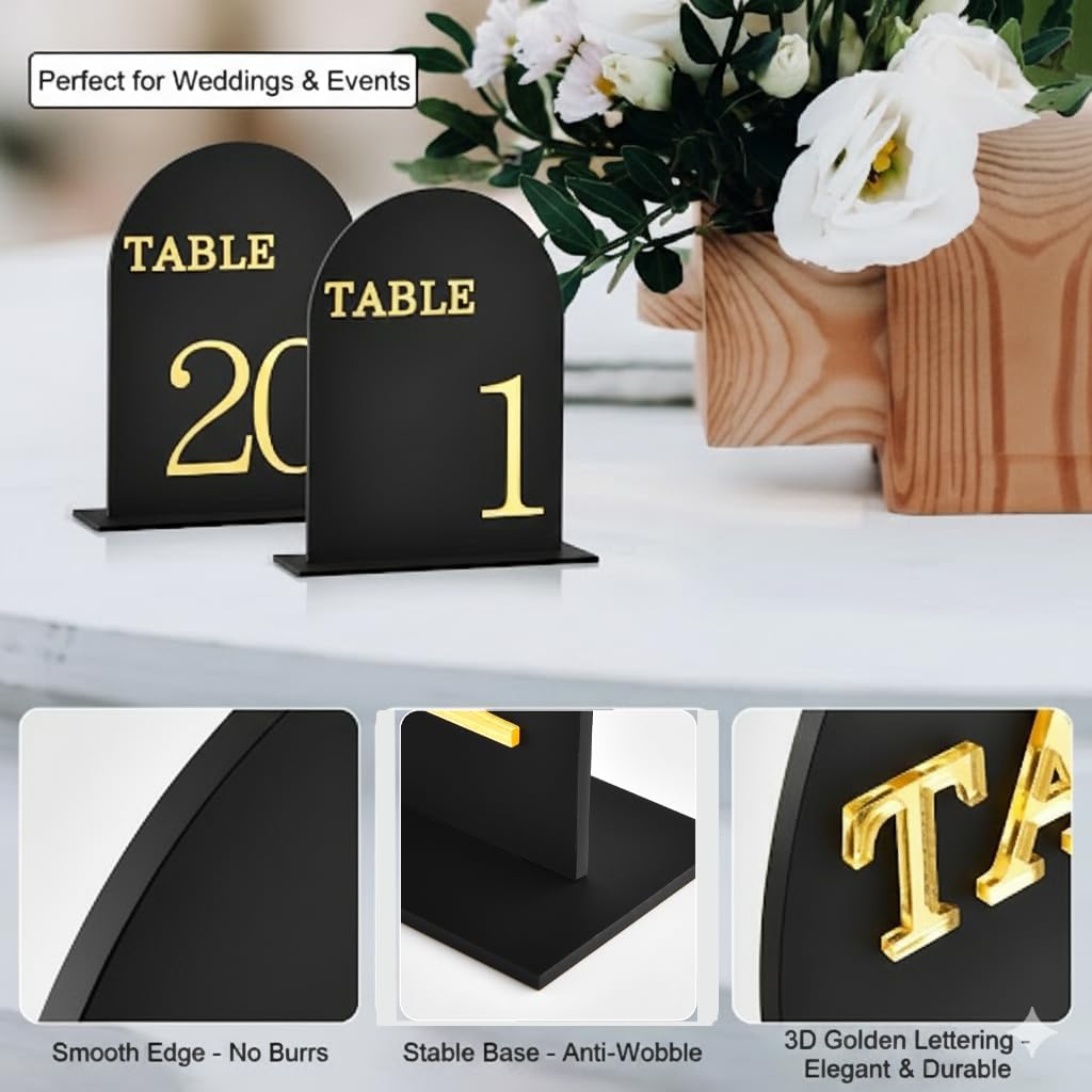 Arch Wedding Table Numbers 1-10 with Stands, 5" X 7" Double Sided Acrylic Wedding Sign Holders, Durable Non-Fading Table Number for Wedding Reception, Events, and Centerpieces