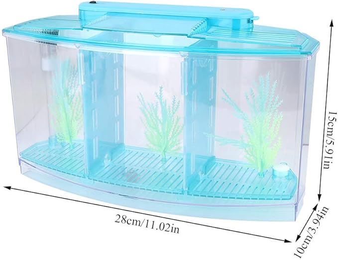 Betta Fish Tank, Adjustable Light Isolation Acrylic Small Aquarium with LED Light, Small Fish Tank Starter Kit, Beta Fish Tank with Water Change Valve for Office Home Room Decor (Blue)-PawvioPets