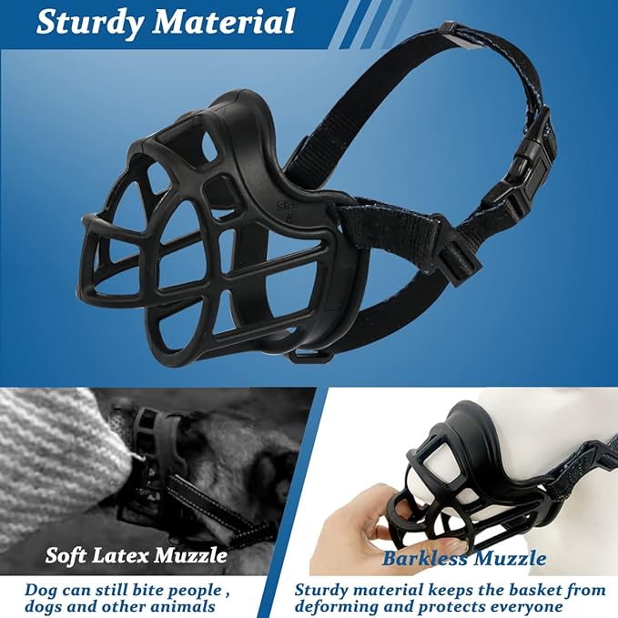 BARKLESS Dog Muzzle, Basket Muzzle Anti Biting Chewing, Sturdy Lightweight Cage Mouth Cover for Small Medium Large Sized Dogs, Allows Panting Drinking, Suitable for Grooming Trimming Training-PawvioPets