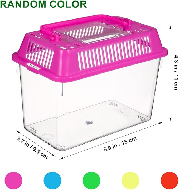 4pcs Portable Handheld Fish Tank Lightweight Aquarium for Turtle Goldfish and Hamster Transparent Container with Creative Design for Easy Feeding and Cleaning-PawvioPets