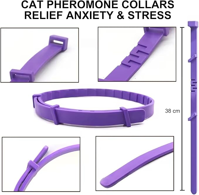 Calming Collar for Cats 4 Pack - Pheromone Collar for Stress and Anxiety Relief, Lasts 60 Days, Adjustable, Water-Resistant & Breakaway Design to Make Cats Relaxed-PawvioPets