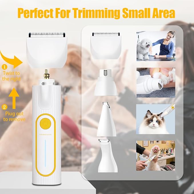 Dog Clippers Grooming Kit, 4-in-1 Low-Noise Dog Paw Trimmer, Shaver, Nail Trimmer and Nail Grinder 2025 New Electric Cordless Pet Grooming Kit-PawvioPets