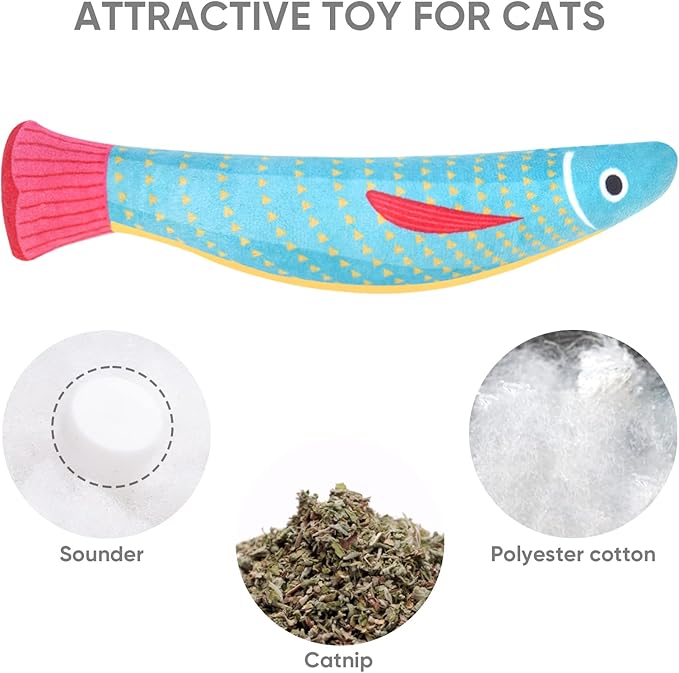 4Pcs Catnip Toy, Plush Cat Toys with Jingly Bell, Bite Resistant Chew Toys, Catnip Filled Cartoon Cat Teething Chew Toy for All Cats-PawvioPets