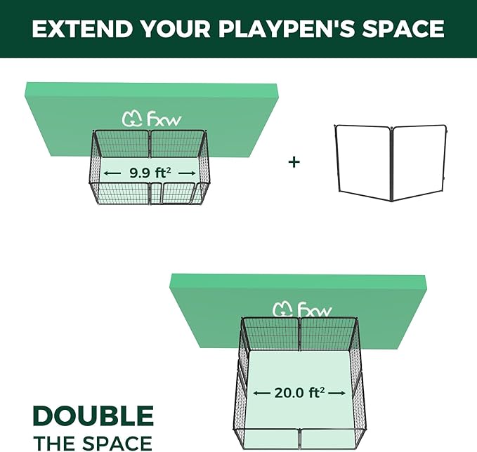 FXW Homeplus Unleashed Indoor Dog Playpen - Stress-Free and Safe Play, Heavy Duty 32 Inch 2 Acrylic Panels Dog Pen for Small and Medium Dogs, Black│Patented-PawvioPets