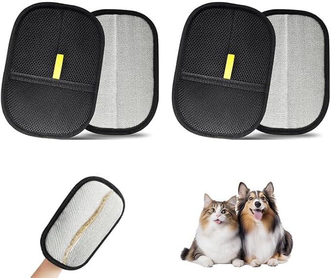 2025 Upgraded Pet Hair Removal Glove |Double-Sided – Reusable Grooming & Bathing Glove for Dogs and Cats |Soft Silcone Touch |Easy Deshedding and Cleaning Mitt (Black, 2 PCS)-PawvioPets