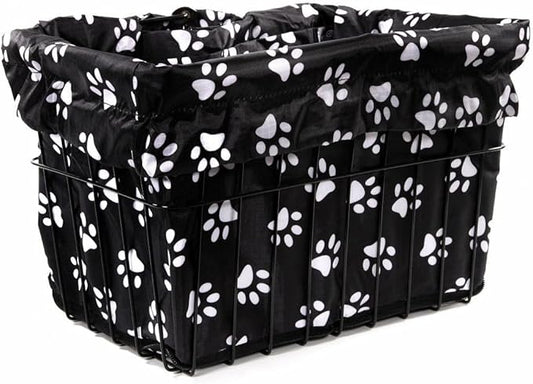 Cruiser Candy Bike Basket Liner Waterproof, Universal Fit for Most Bike Baskets, Stylish 2in1Tote, Bike Basket Cover, EBiKE Front Wire Or Wicker Bike Baskets Fits Up to 15x12x10-PawvioPets