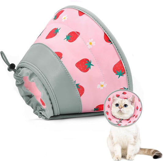 Cat Cone Collar Soft to Stop Licking, Adjustable, Foldable Lightweight Kitten Cones After Surgery Recovery for Cats & Kittens, Cat Cone Alternative (Pink, L)-PawvioPets