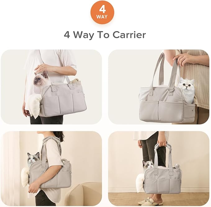 Dog Carriers for Small Dogs, Soft Sided Folding Small Dog Carrier for Dogs Medium Cats Puppies up to 13 Lbs, Washable Breathable Puppy Carrie Carrier for Outdoor Travel (Small Gray)-PawvioPets