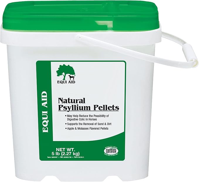 Farnam Equi Aid Natural Horse Psyllium Pellets Supplement for Horses, Supports Removal of Sand & Dirt From the Ventral Colon, 5 Pound, 16 Scoops-PawvioPets
