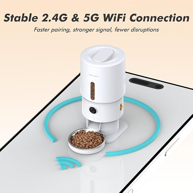 Automatic Cat Feeder with Camera - 5G WiFi Timed Cat Food Dispenser, 1080P HD Video with Night Vision, 1-15 Meals, 1-99 Portions, 2-Way Audio, Keeps Dry Food Fresh, 5L Auto Pet Feeder Also for Dogs-PawvioPets