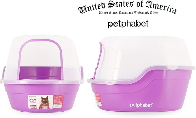 Covered Litter Box, Jumbo Hooded Cat Litter Box Holds Up to Two Small Cats Simultaneously,Extra Large Purple by Petphabet-PawvioPets