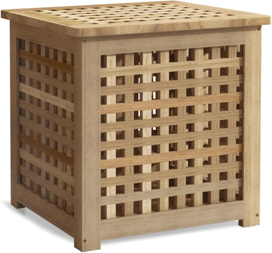 Bench with Storage, Acacia Laundry Hamper with Seat, Storage Benches with Seating for Entryway, Living Room, Bedroom, Bathroom (15.7x19.7x17.7in)-PawvioPets