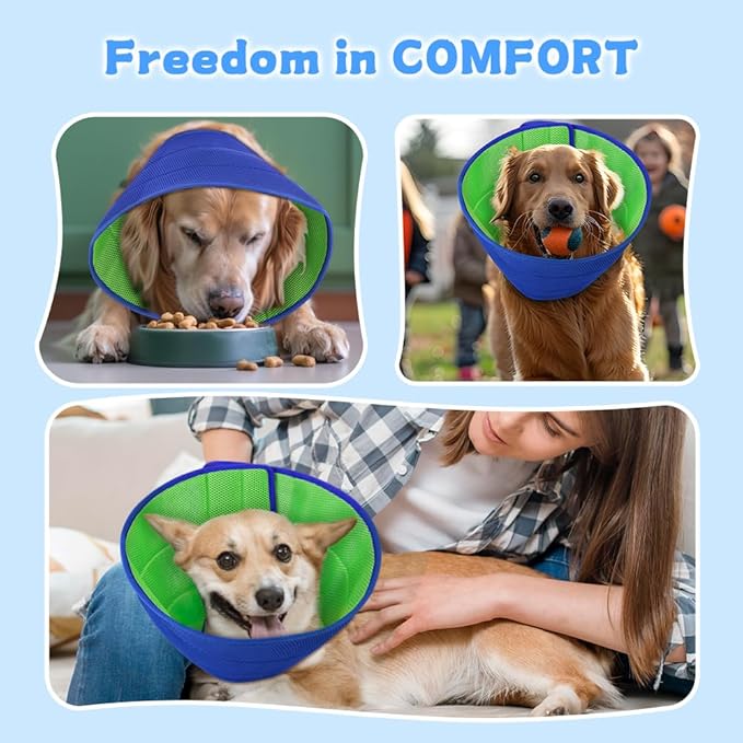 Dog Cone Soft Recovery Collars & Cones After Surgery for Medium Large Dogs, Comfy Ecollars to Stop Licking, Adjustable, Dog Ecollars for Recovery Fabric: Soft Comfort, Ecollars of Shame Alternatives-PawvioPets