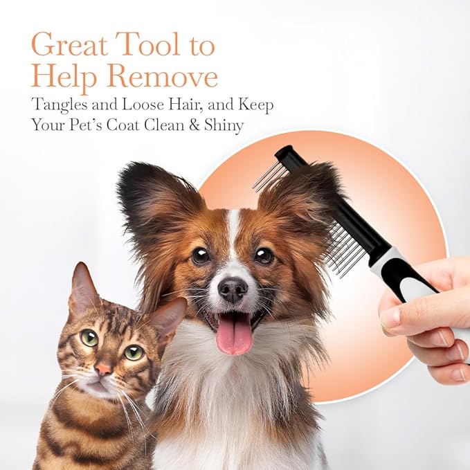 Fuller Brush Single-Sided Pet Comb - 25 Rust-Resistant Stainless Steel Pins - Ergonomic Rubberized Easy Grip Handle - Remove Tangles, Mats & Reduce Loose Hair - Tool for Grooming Dogs & Cats-PawvioPets
