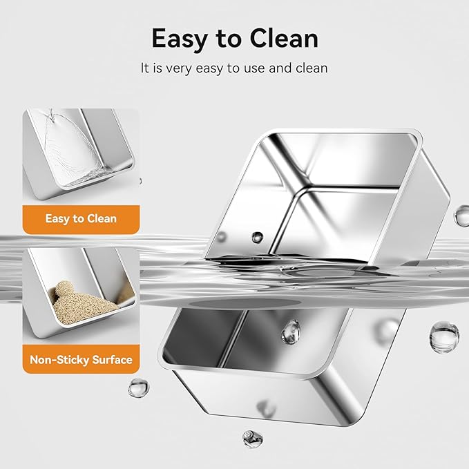 2 Pack Cat Pan Giant 28" Extra Large Stainless Steel Cat Litter Pan Metal Cat Litterbox for Big Cats and Multiple Cats, Anti-Leakage, Easy Cleaning-PawvioPets
